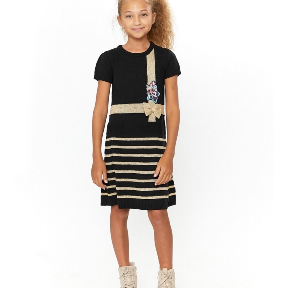 New little girls lol surprise black and sweater gold dress